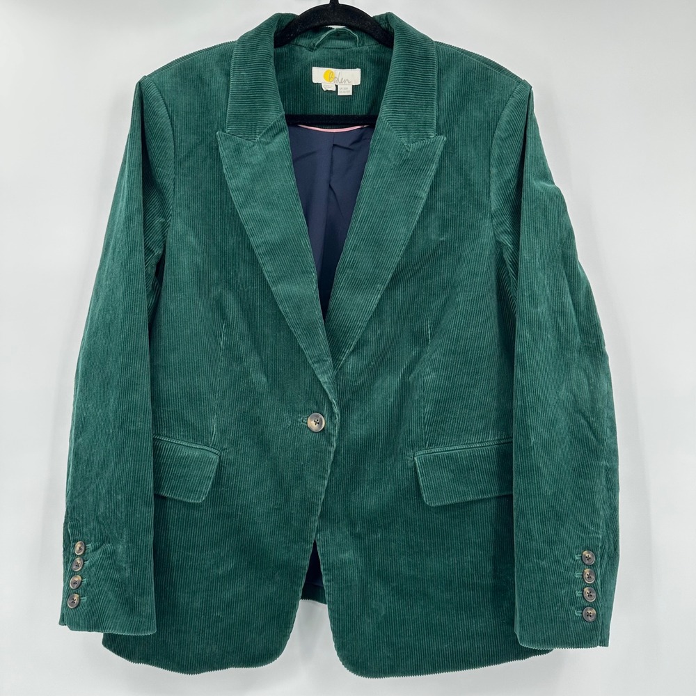 Boden‎ Marylebone Wide Wale Corduroy Blazer Emerald Green Academia Size 16/18 R
